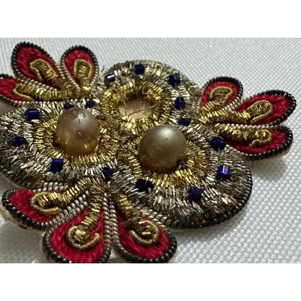Set of 4 Antique Costume Pearl and beaded Applique Patches
